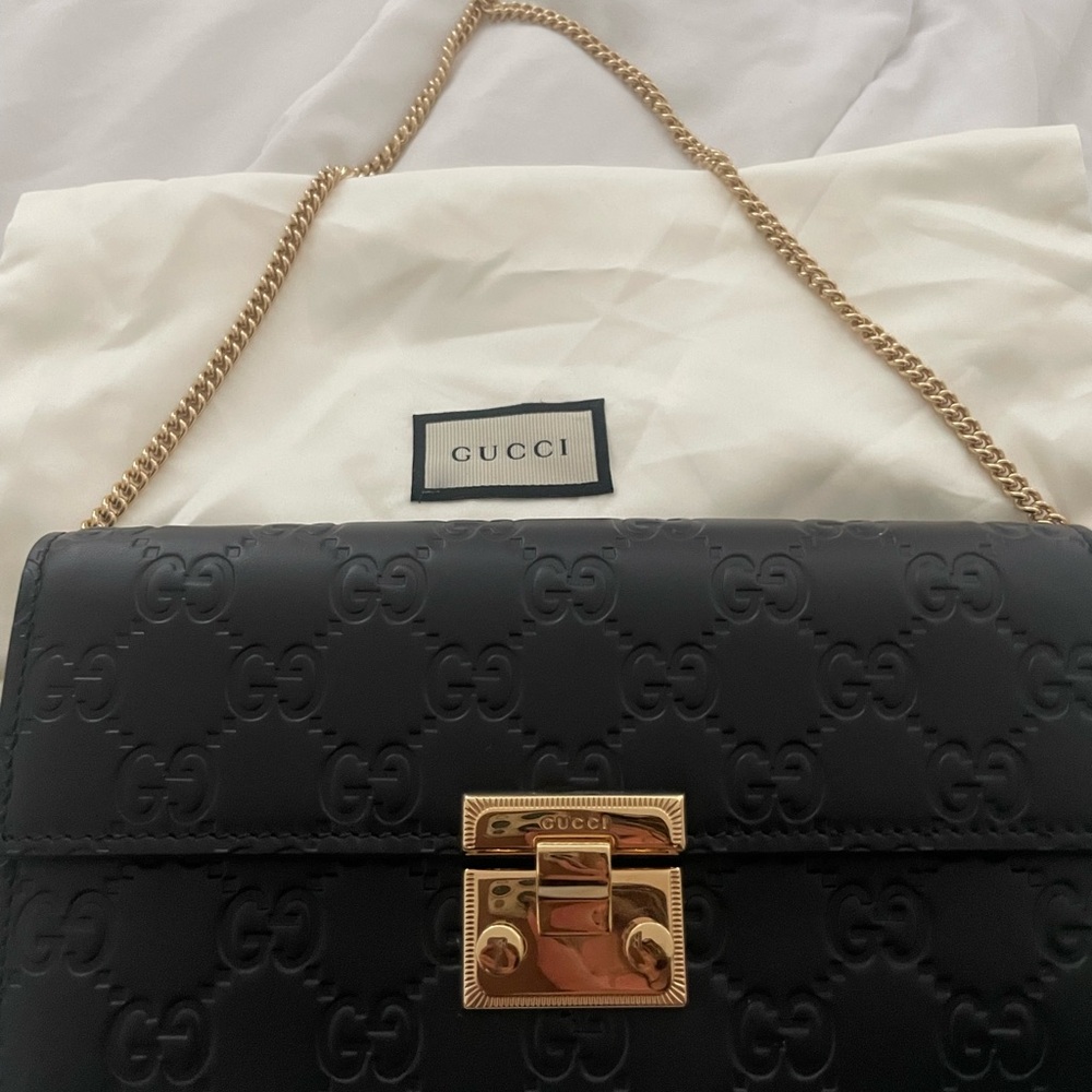 Gucci- Guccissima Padlock Continental Chain Wallet Black - Picture 6 of 8